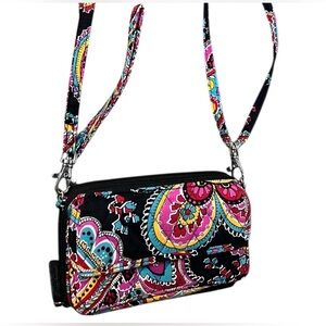 VERA BRADLEY All In One Crossbody Wristlet Wallet Parisian Paisley Quilted